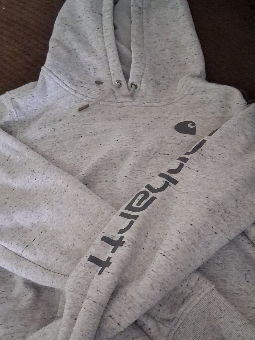 Carhartt Light Heather Grey Speckled Logo Hooded Sweatshirt